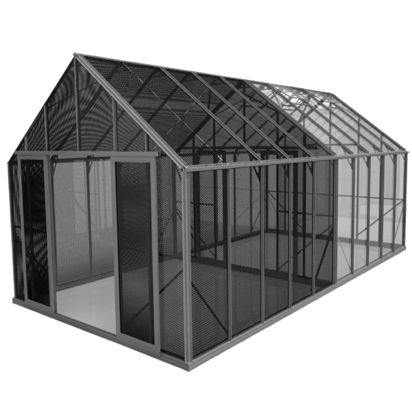 10x20ft multizone greenhouse with metal mesh and clear polycarbonate panels