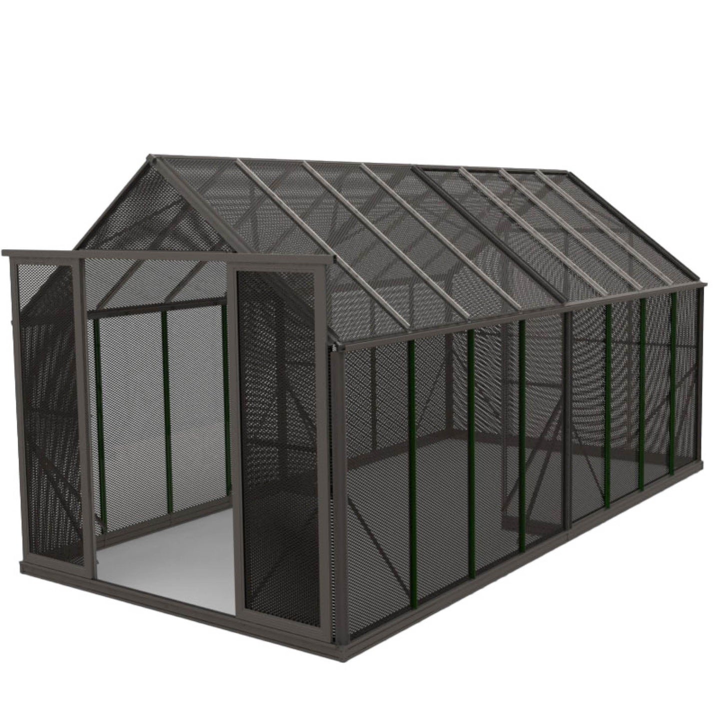 8x16ft mesh shade house with metal frame and open sliding door