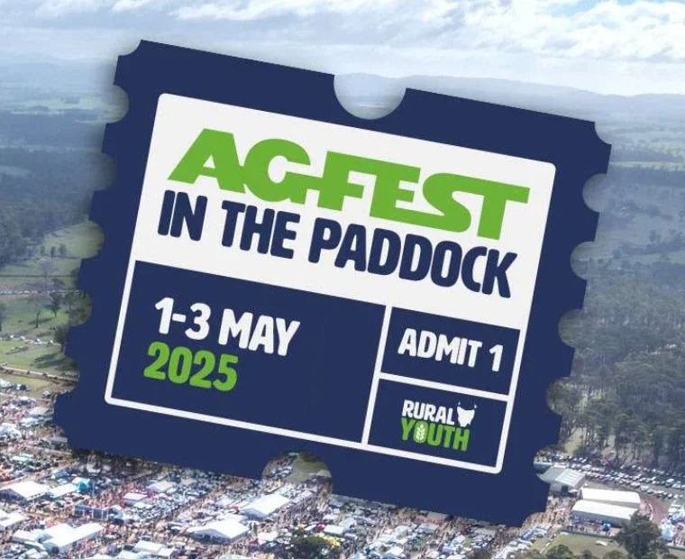 AG FEST in the paddock ticket for May 1-3, 2025 rural youth event over aerial festival crowd